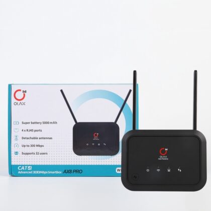 مودم OLAX AX8 Pro | روتر 4G LTE با WiFi 6، باتری ۵۰۰۰mAh و آنتن SMA